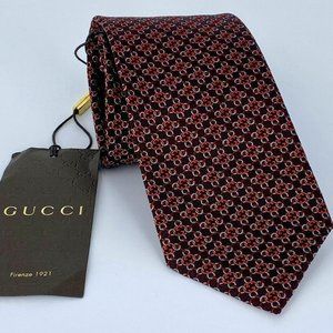 🚫SOLD🚫Brand New Authentic Men’s Gucci Interlocking GG Print Silk Tie With Tags